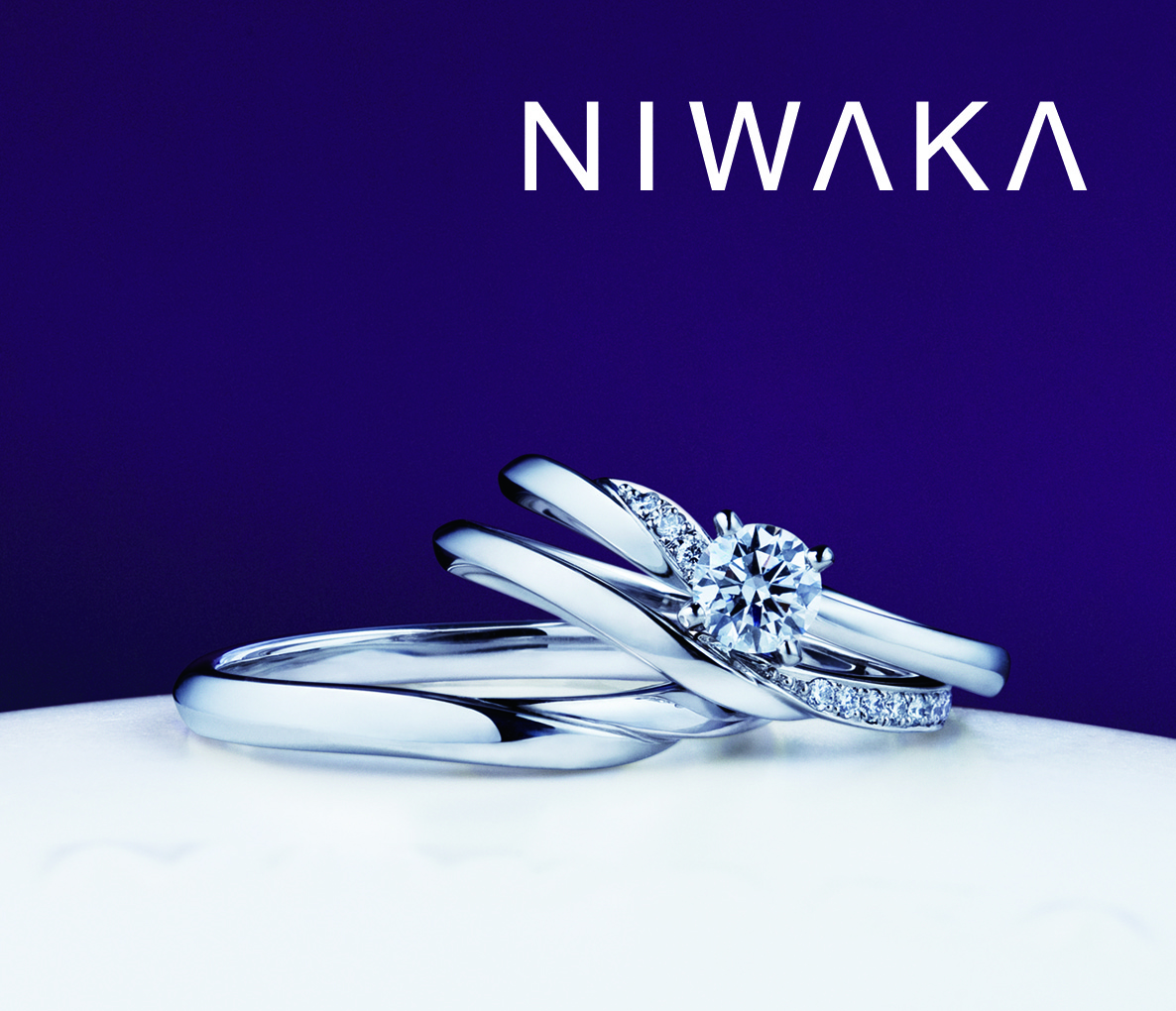 全国宅配無料-俄 NIWAKA ダイヤモンド 唐•花 リング Pt950 0.05ct 3.2g